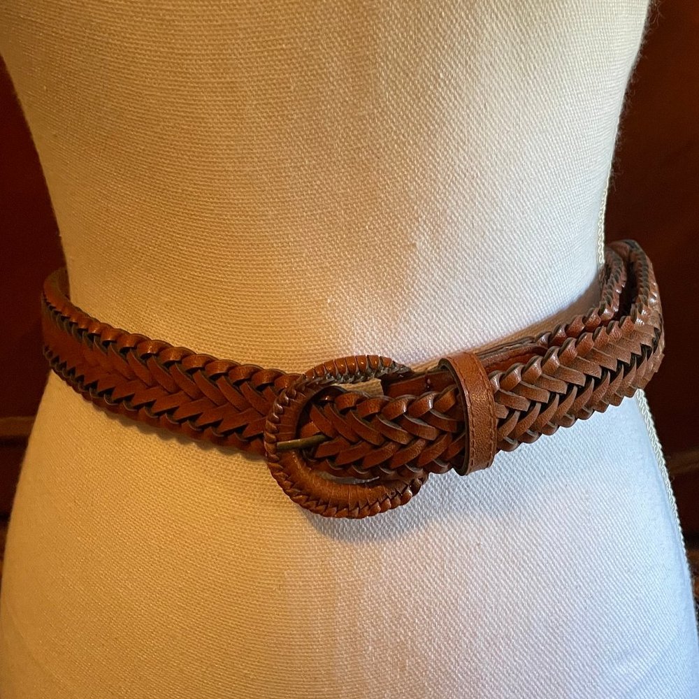 Brown Braided Leather Belt